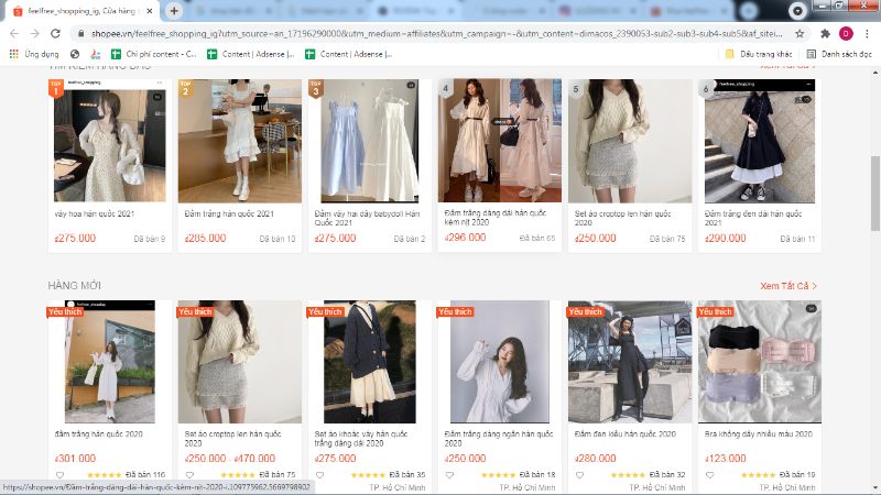 shop bán đồ Taobao trên Shopee - feelfree