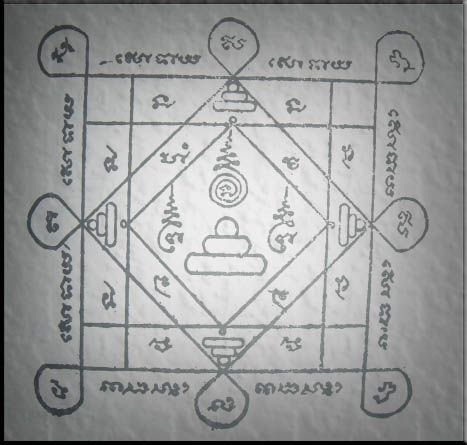 Yant Pra Jao Ham Tukh | Temple tattoo, Magic squares, Five precepts