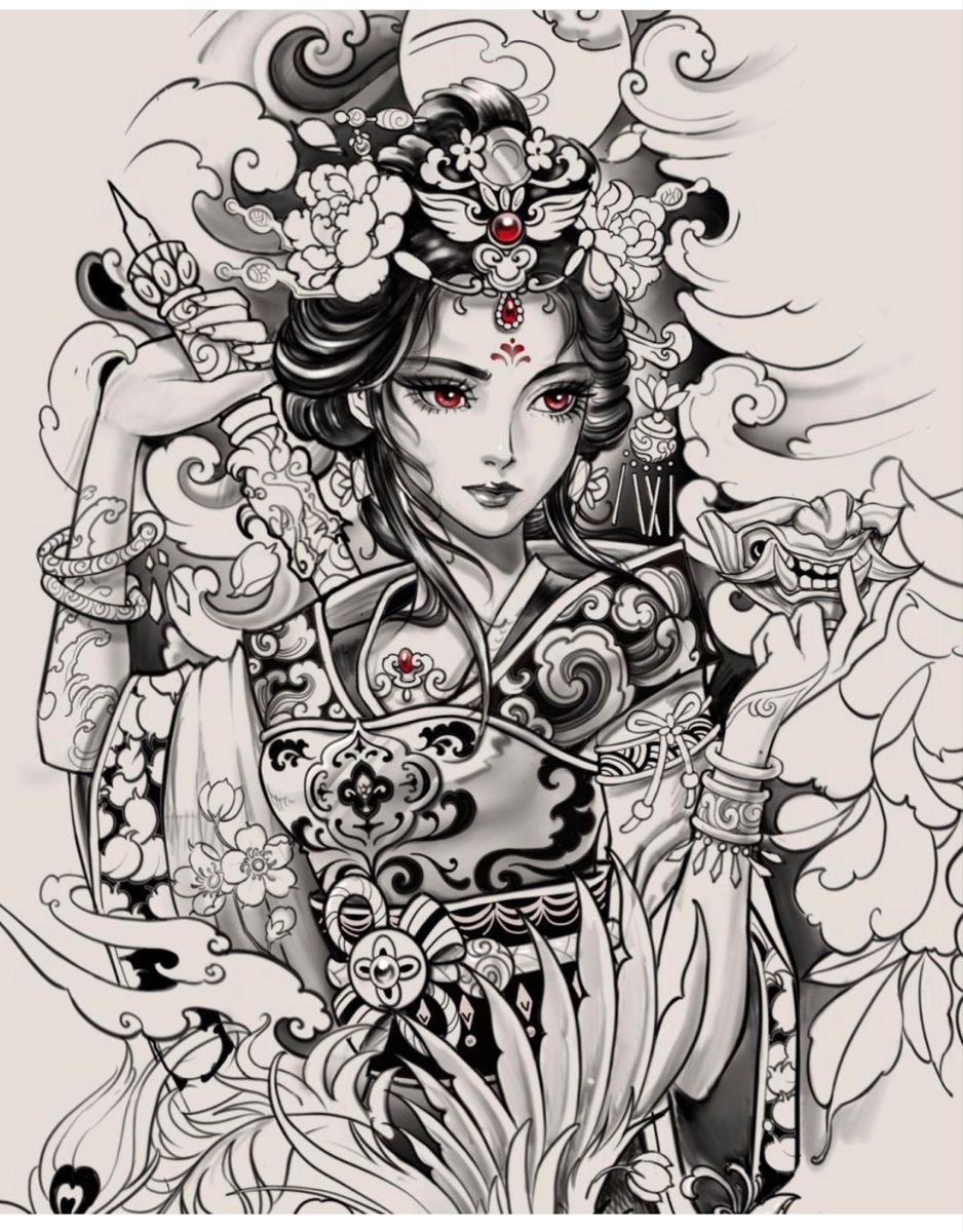 99 hình xăm Geisha hoa đào đẹp độc lạ ý nghĩa Nam Nữ