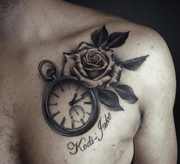 Hoa hồng và đồng hồ 