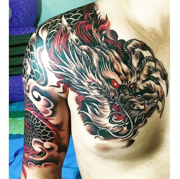 Hình xăm rồng cho nam kín tay  Tattoo Gà