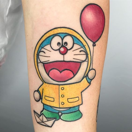Hình xăm em bé Doraemon dễ thương