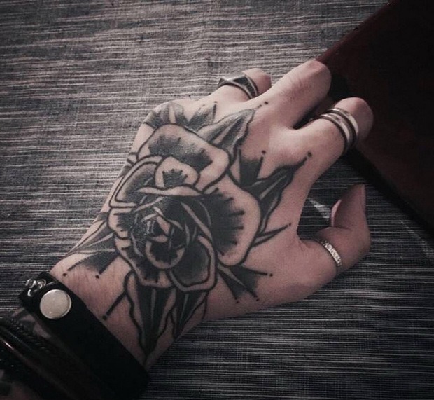 Hình dán hoa hồng đen qs01 - miếng dán hình xăm tatoo đẹp dành cho nam nữ, kích thước 8x11cm (size bàn tay) | Lazada.vn