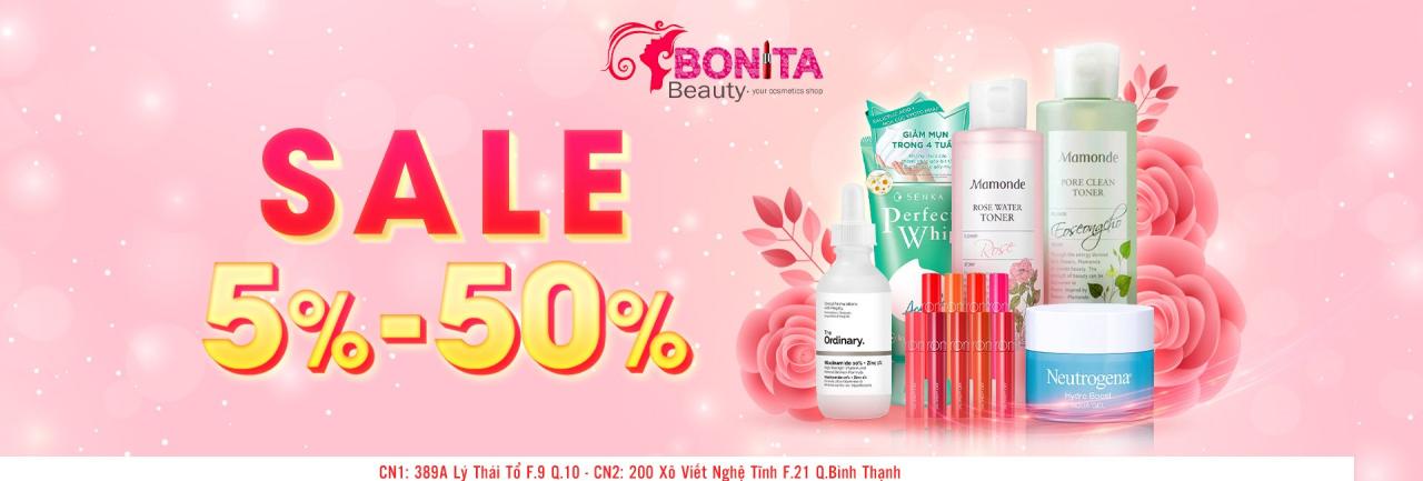 trang web Bonita Beauty bán mỹ phẩm chính hãng