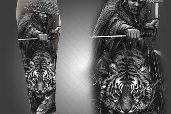 Hình Samurai và hổ